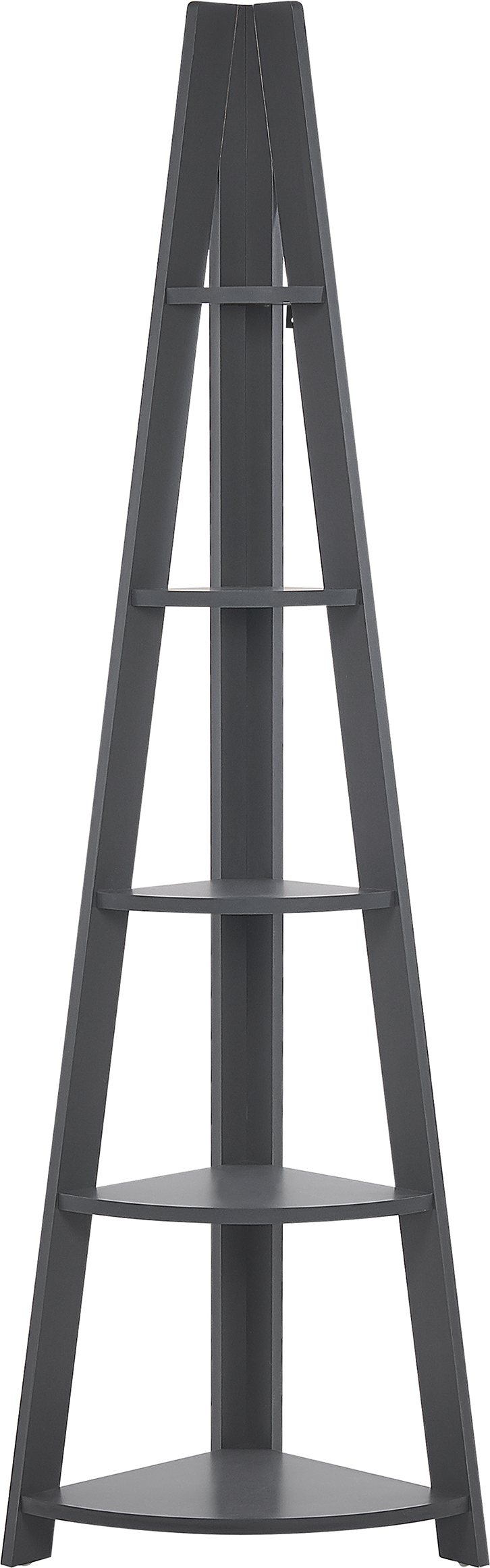 Beliani 4-Tier Ladder Bookcase Grey Book Shelf Corner Display