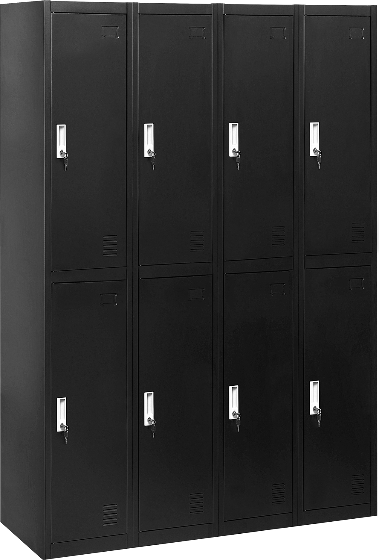 Beliani Office Cabinet Black Metal 2 Tier 8 Doors Locks Keys