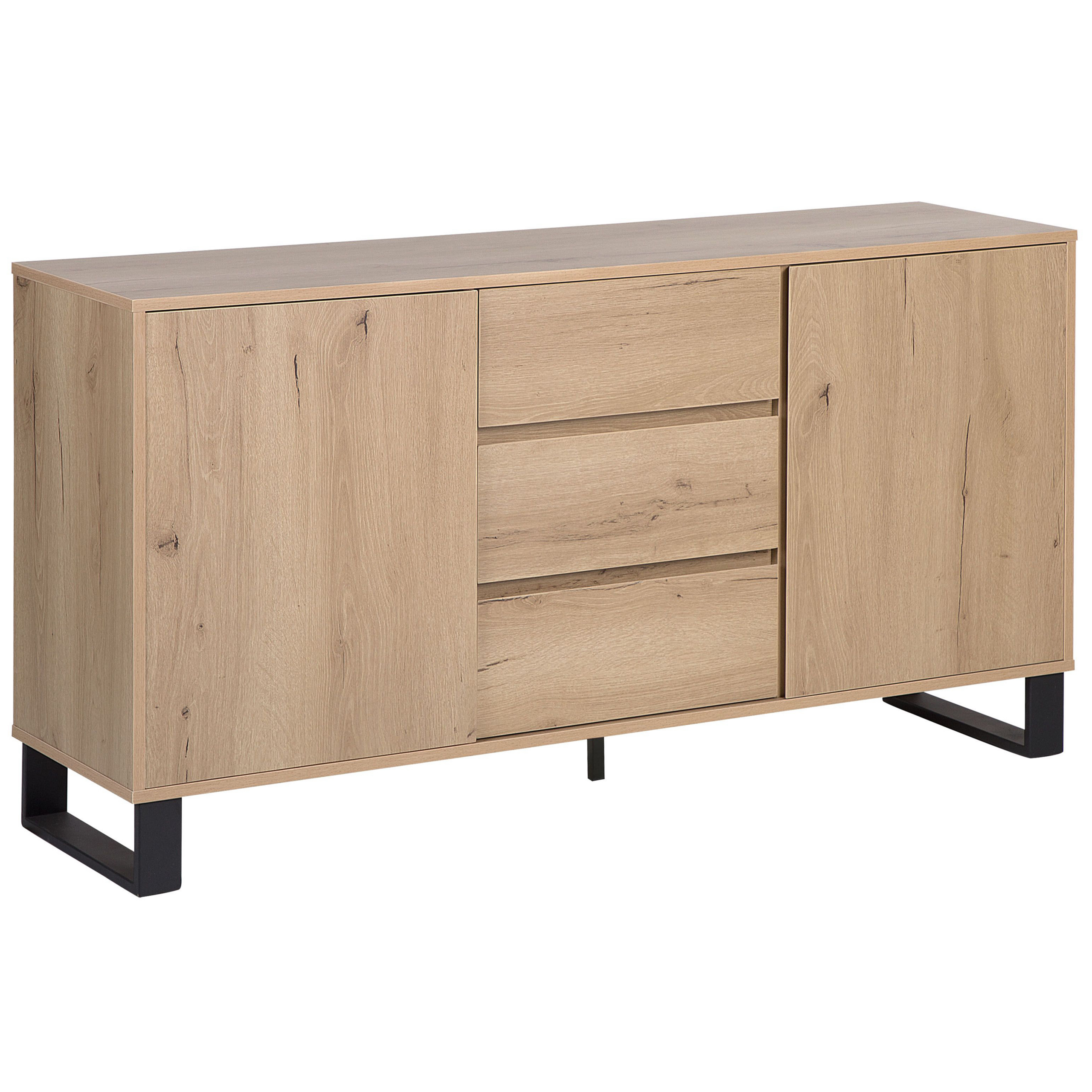 Beliani Sideboard Light Wood Chest of Drawers Cabinet Storage Unit Bedroom Living Room