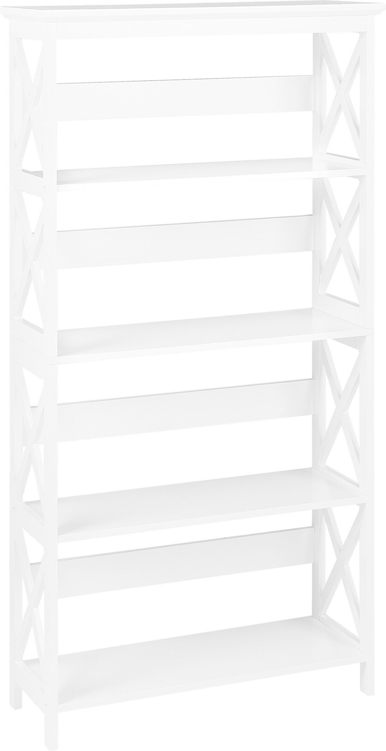 Beliani Bookcase White Wood Veneer 4 Tier Ladder Shelves Minimalist