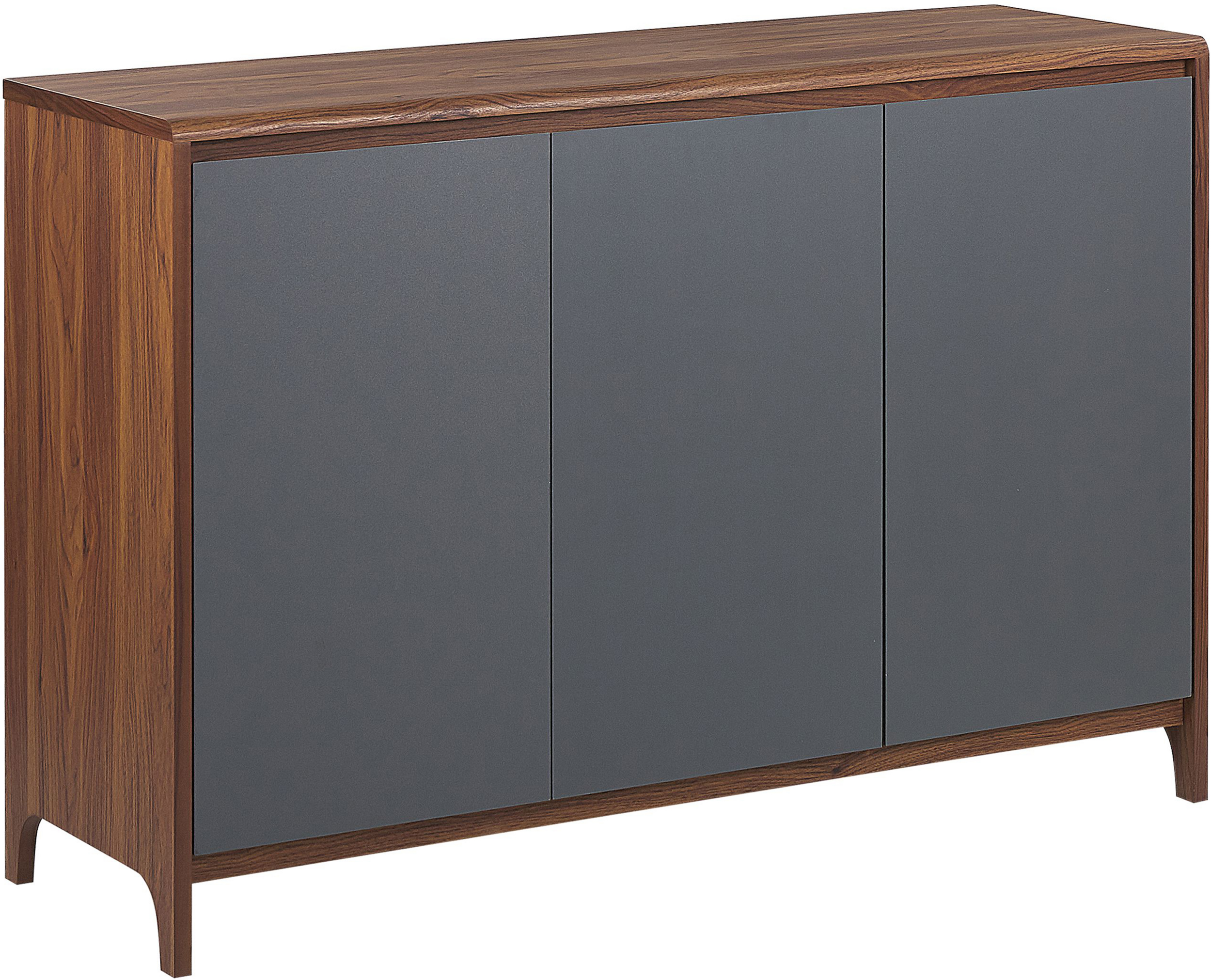 Beliani Sideboard Dark Wood with Grey Engineered Wood 3-Door Cabinet Retro Modern