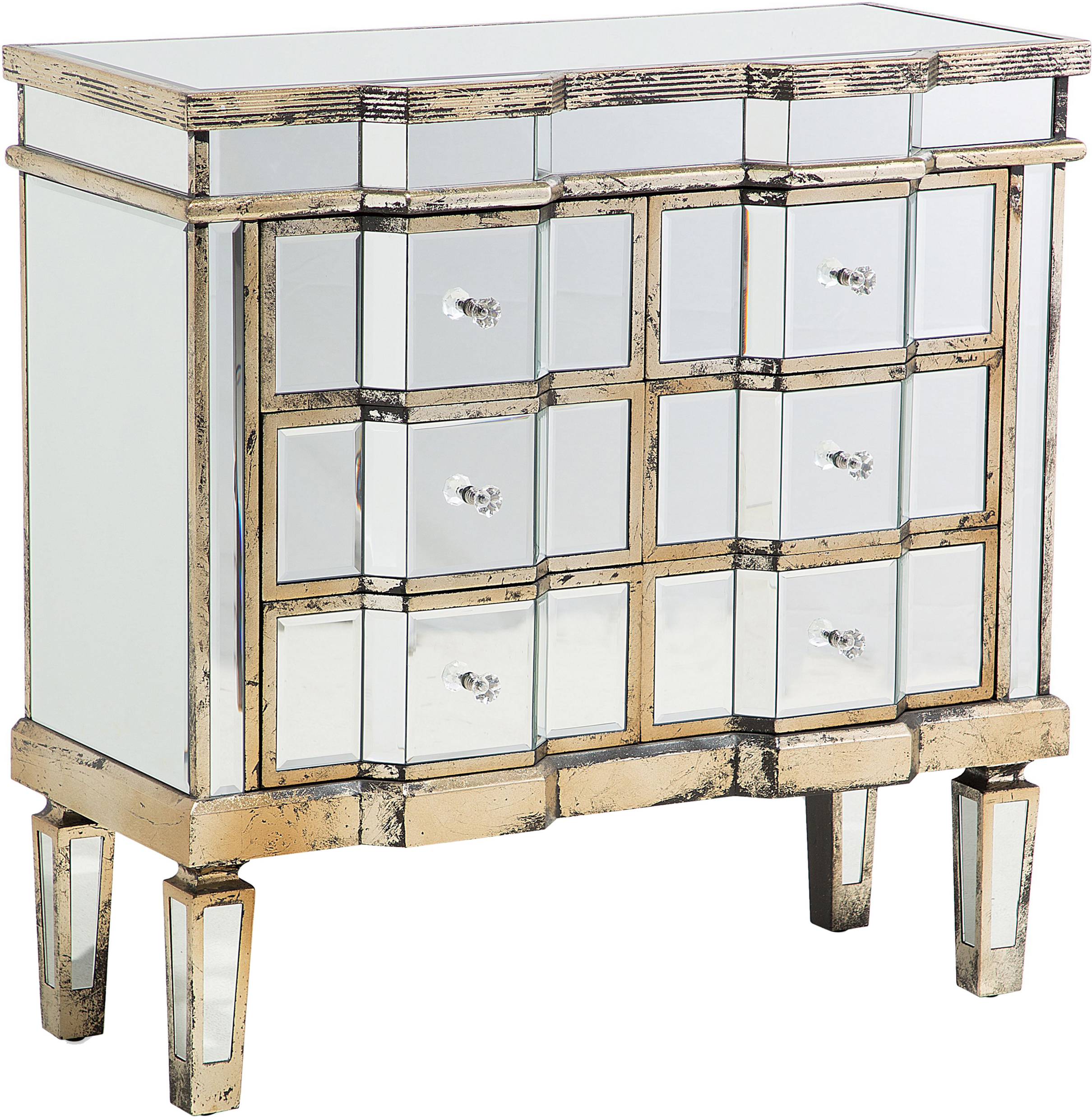 Beliani Mirrored Sideboard Gold 6 Drawers Shabby Chic French Design