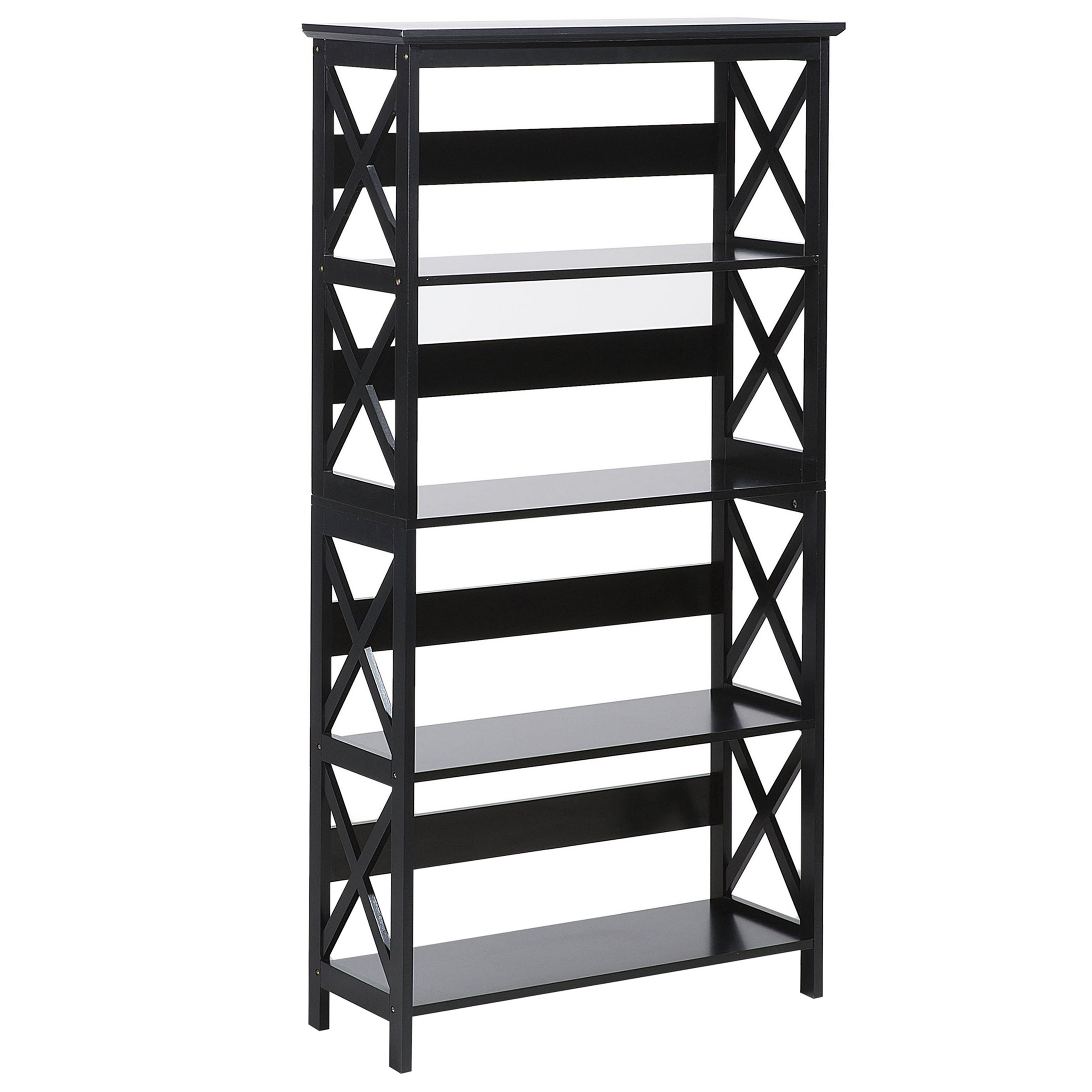 Beliani Bookcase Black 4 Tier 4 Shelves Open Back Tall Industrial