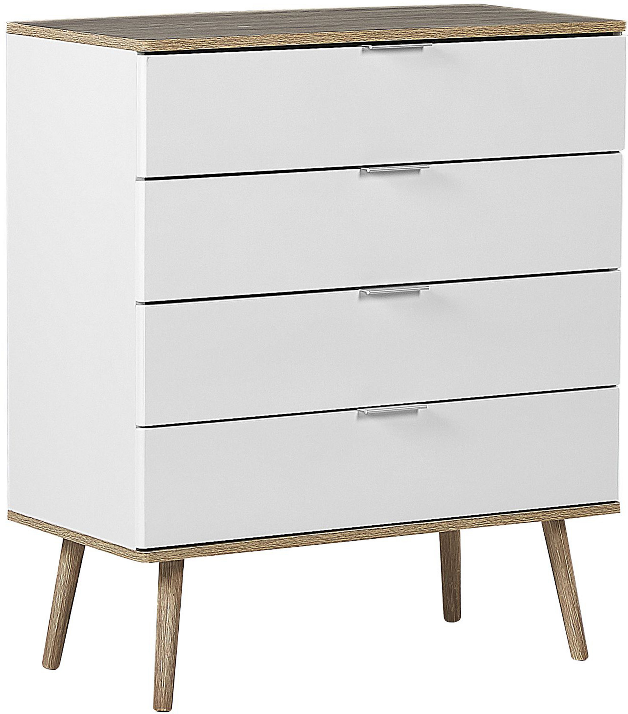 Beliani Chest of Drawers White Sideboard with 4 Drawers 93 x 79 cm Living Room Bedroom Hallway Storage Cabinet Scandinavian Style