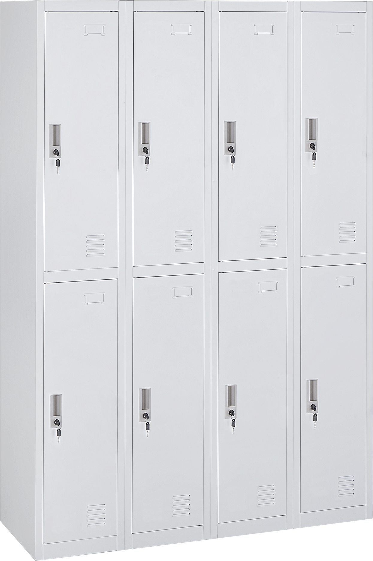 Beliani Office Cabinet White Metal 2 Tier 8 Doors Locks Keys