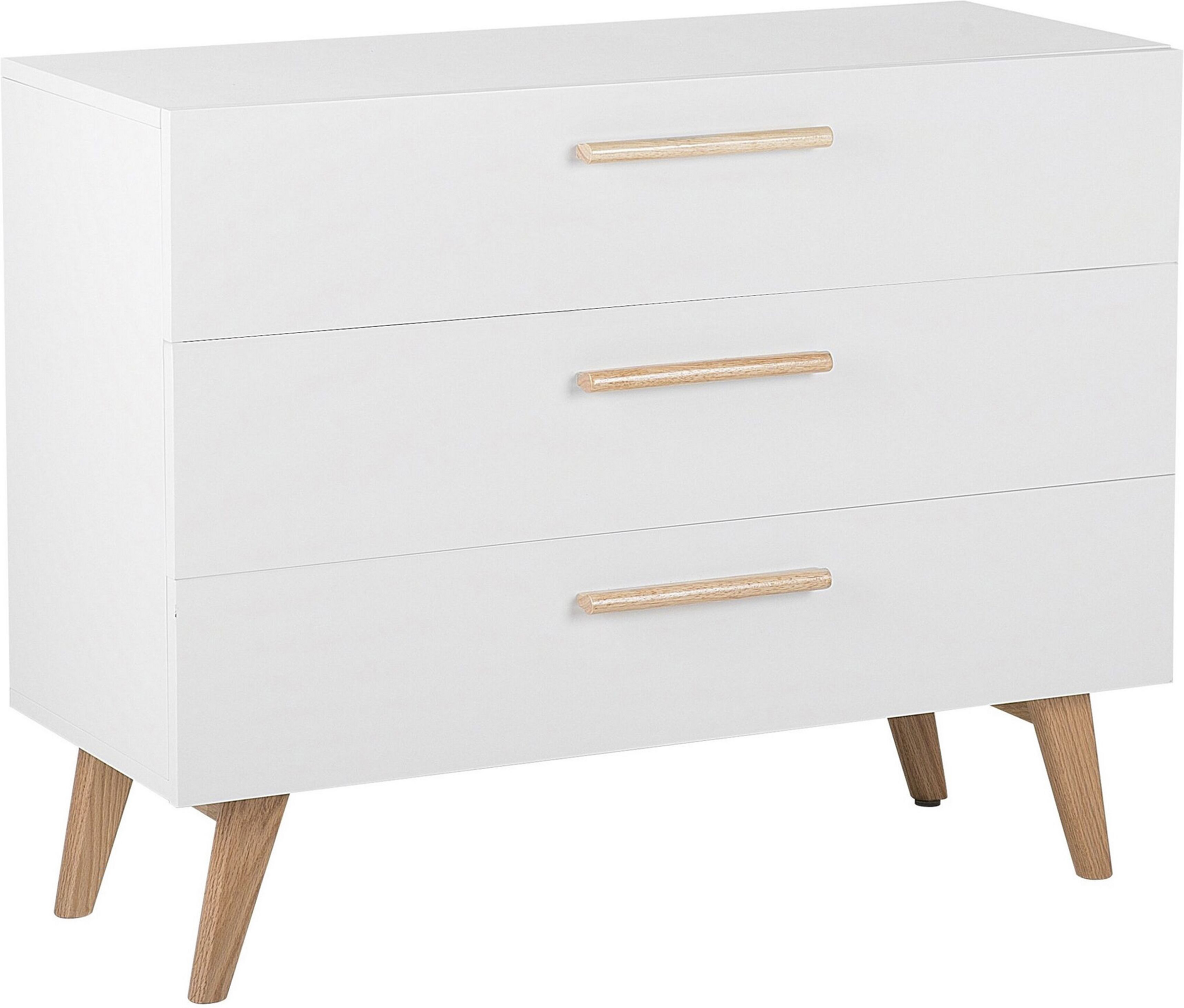 Beliani Chest of Drawers White 3 Drawers Matte Finish Scandinavian