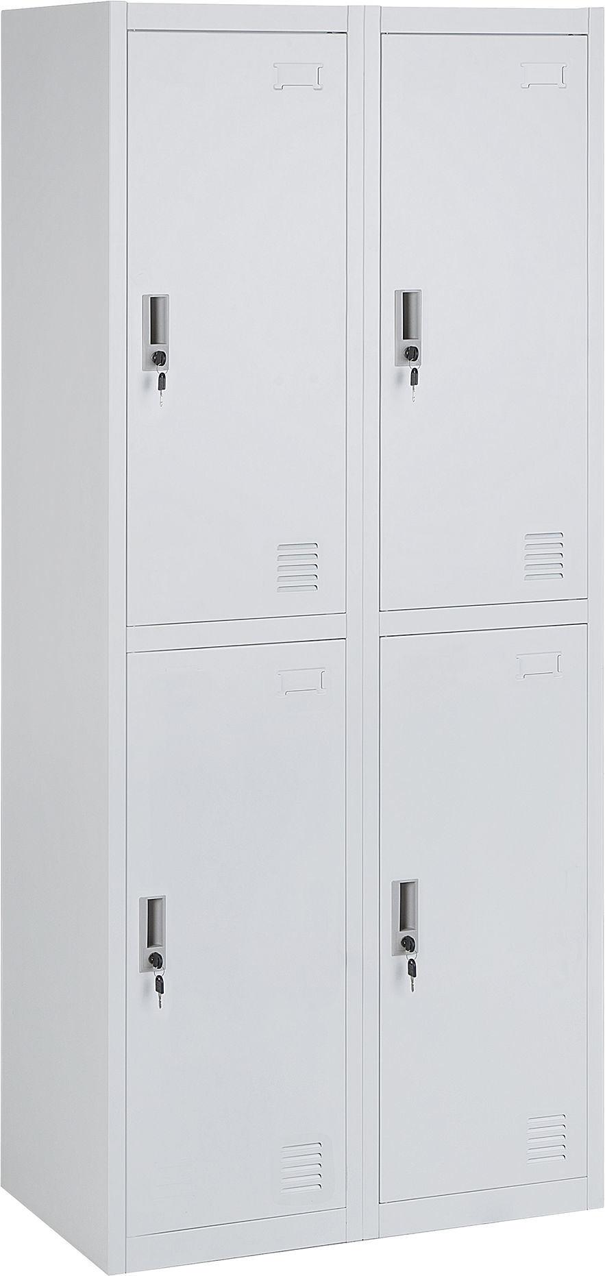 Beliani Office Cabinet White Metal 2 Tier 4 Doors Locks Keys