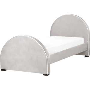 Beliani Bed Grey Velvet Upholstered Frame Headrest 3ft EU Single Size Bedroom Kids Room Modern Traditional Material:Velvet Size:x100x102