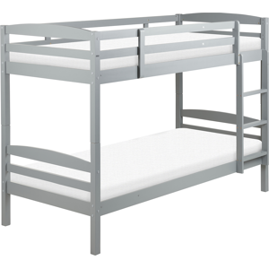 Beliani Bunk Bed Grey Pine EU Single Size 3ft 90 x 200 cm High Sleeper Children Kids Bedroom Ladder Slats Material:Pine Wood Size:x147x97