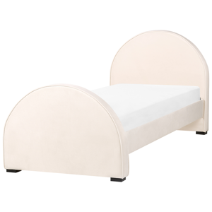 Beliani Bed Beige Velvet Upholstered Frame Headrest 3ft EU Single Size Bedroom Kids Room Modern Traditional Material:Velvet Size:x100x102