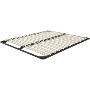 Beliani Bed Base EU King Size 5ft3 Solid Wood Slats Metal Frame Material:Steel Size:x9x160