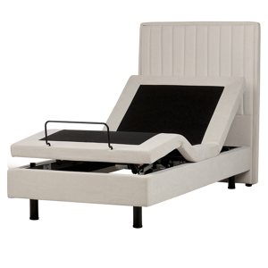 Beliani Electric Bed Beige EU Single 3ft Remote Control Adjustable Fabric Upholstery Material:Polyester Size:x120x90