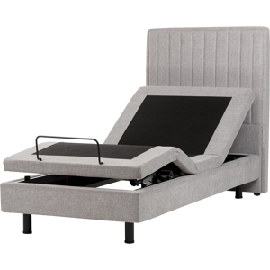 Beliani Electric Bed Grey EU Single 3ft Remote Control Adjustable Fabric Upholstery Material:Polyester Size:x120x90