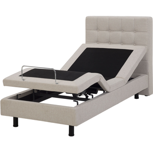 Beliani Electric Bed Beige EU Single 3ft Remote Control Adjustable Linen Material:Polyester Size:x102x92