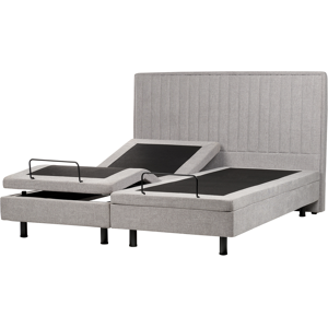 Beliani Electric Bed Grey EU Super King Size 6ft Remote Control Adjustable Fabric Upholstery Material:Polyester Size:x120x180