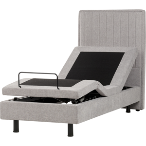 Beliani Electric Bed Grey EU Single 2ft6 Remote Control Adjustable Fabric Upholstery Material:Polyester Size:x120x80