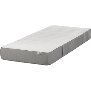 Beliani Gel Foam Mattress White and Grey EU Small Single Size Firm Zippered Removable Polyester Cover Bedroom Accessories Material:Polyester Size:x20x80