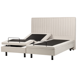 Beliani Electric Bed Beige EU Super King Size 6ft Remote Control Adjustable Fabric Upholstery Material:Polyester Size:x120x180
