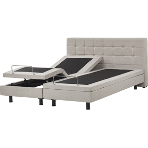 Beliani Electric Bed Beige EU Super King Size 6ft Remote Control Adjustable Linen Material:Polyester Size:x102x181