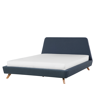 Beliani Bed Frame Blue Fabric Upholstery Light Wood Legs King Size 5ft3 Retro Material:Polyester Size:x103x180