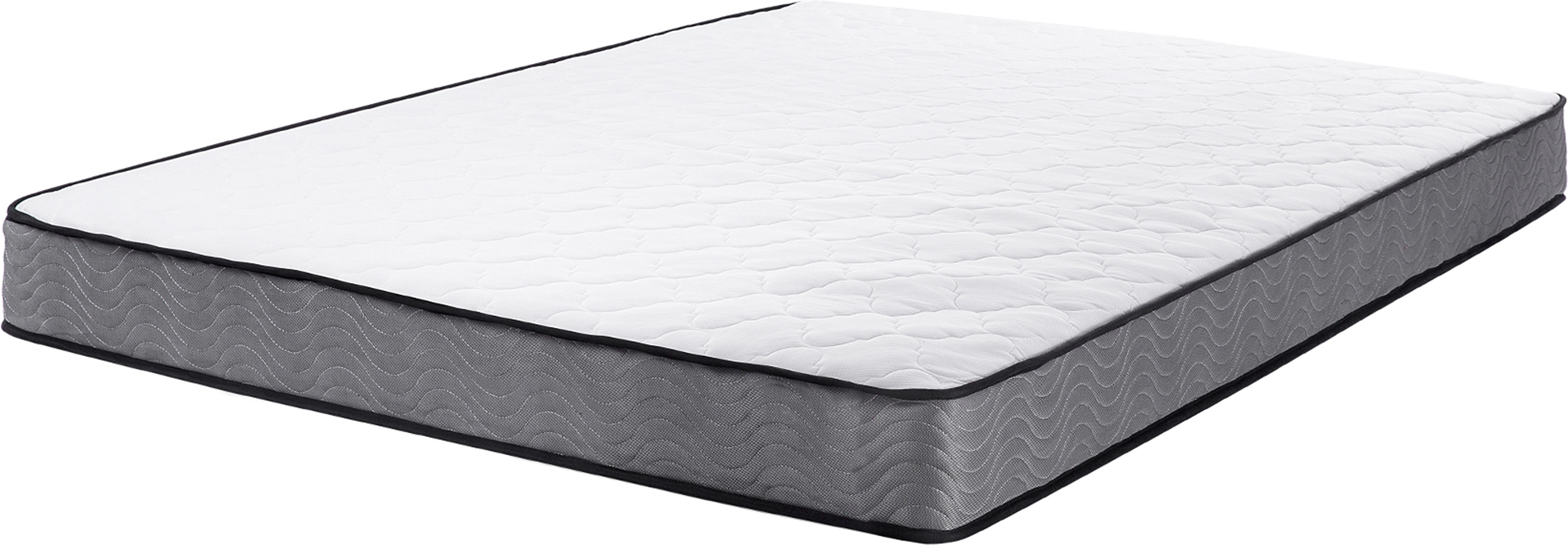 Beliani Pocket Spring Mattress White with Black Fabric Super King Size 6ft Medium Firm