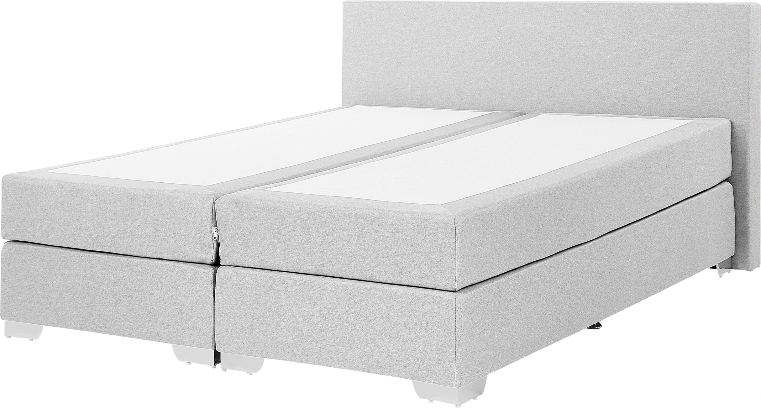 Beliani EU King Size Continental Bed 5ft3 Grey Fabric with Pocket Spring Mattress Modern