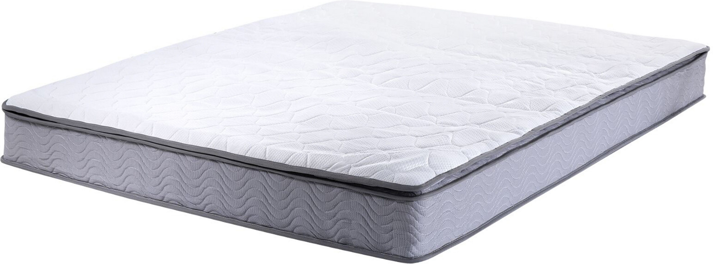 Beliani Pocket Spring Mattress White with Grey Fabric EU Double Size 4ft6 Medium Firm