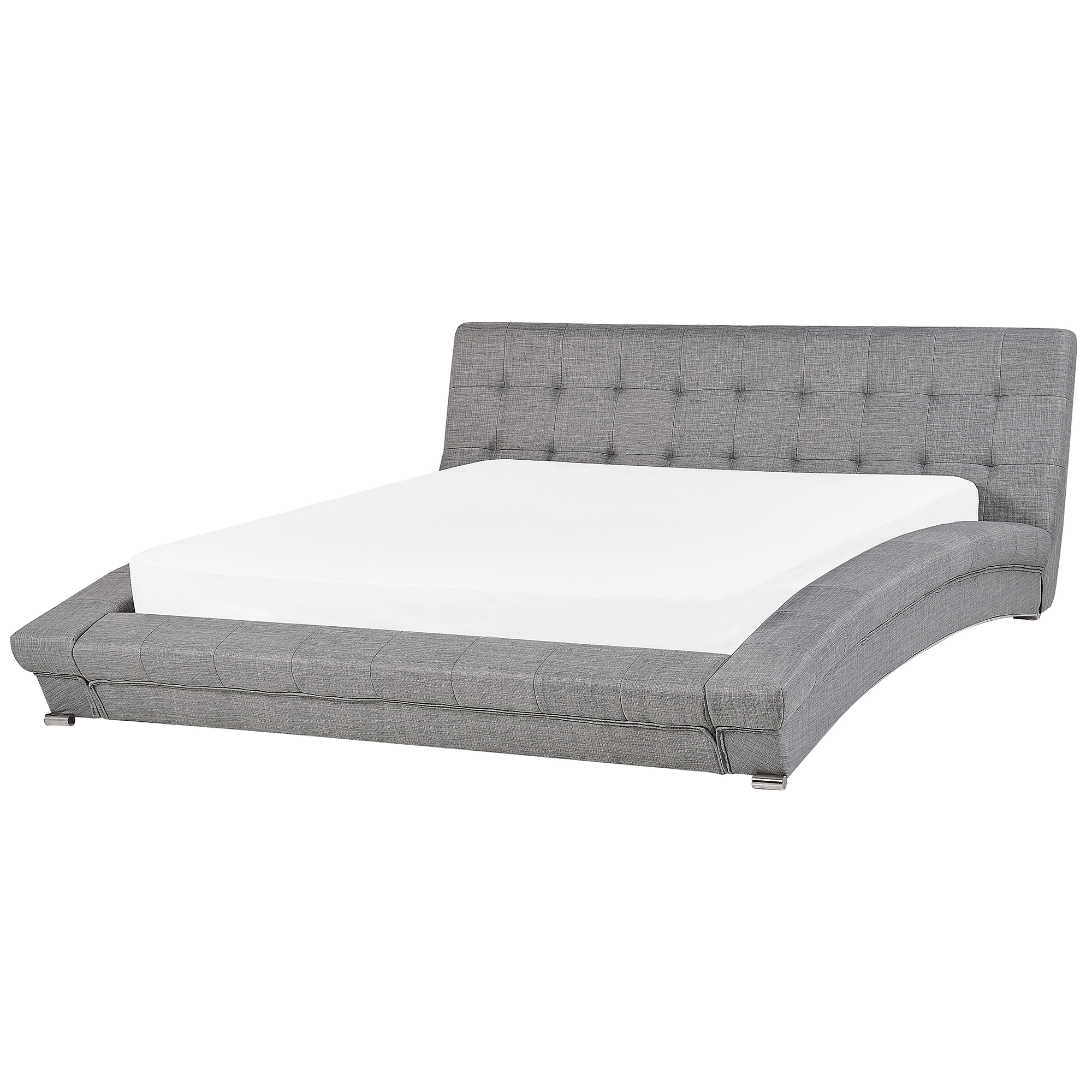 Beliani Waterbed Grey Fabric EU Super King Size 6ft Arched Frame Tufted Headboard