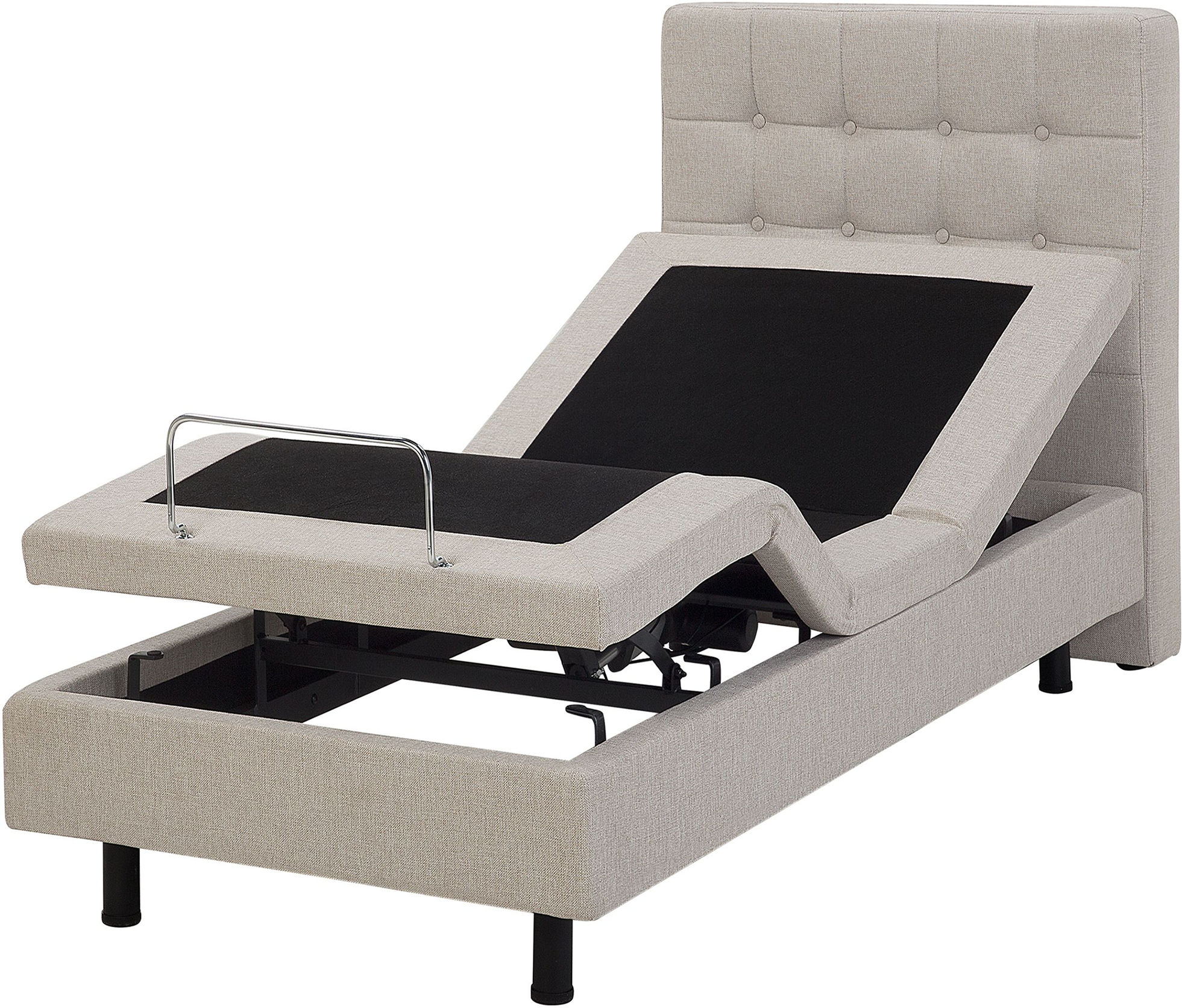 Beliani Electric Bed Beige EU Single 2ft6 Remote Control Adjustable Linen