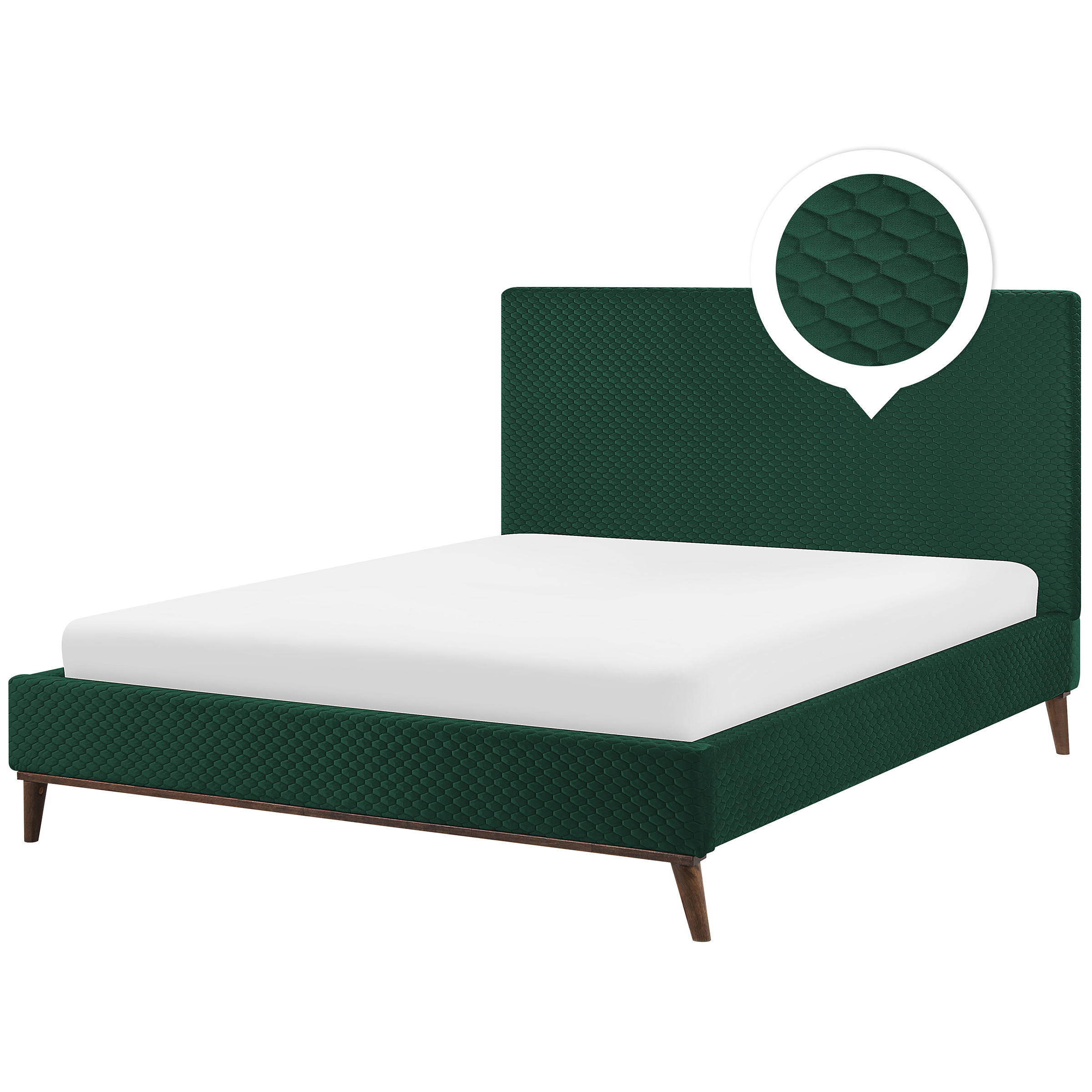 Beliani EU Super King Size Bed Green Fabric 6ft Upholstered Frame Honeycomb Quilted
