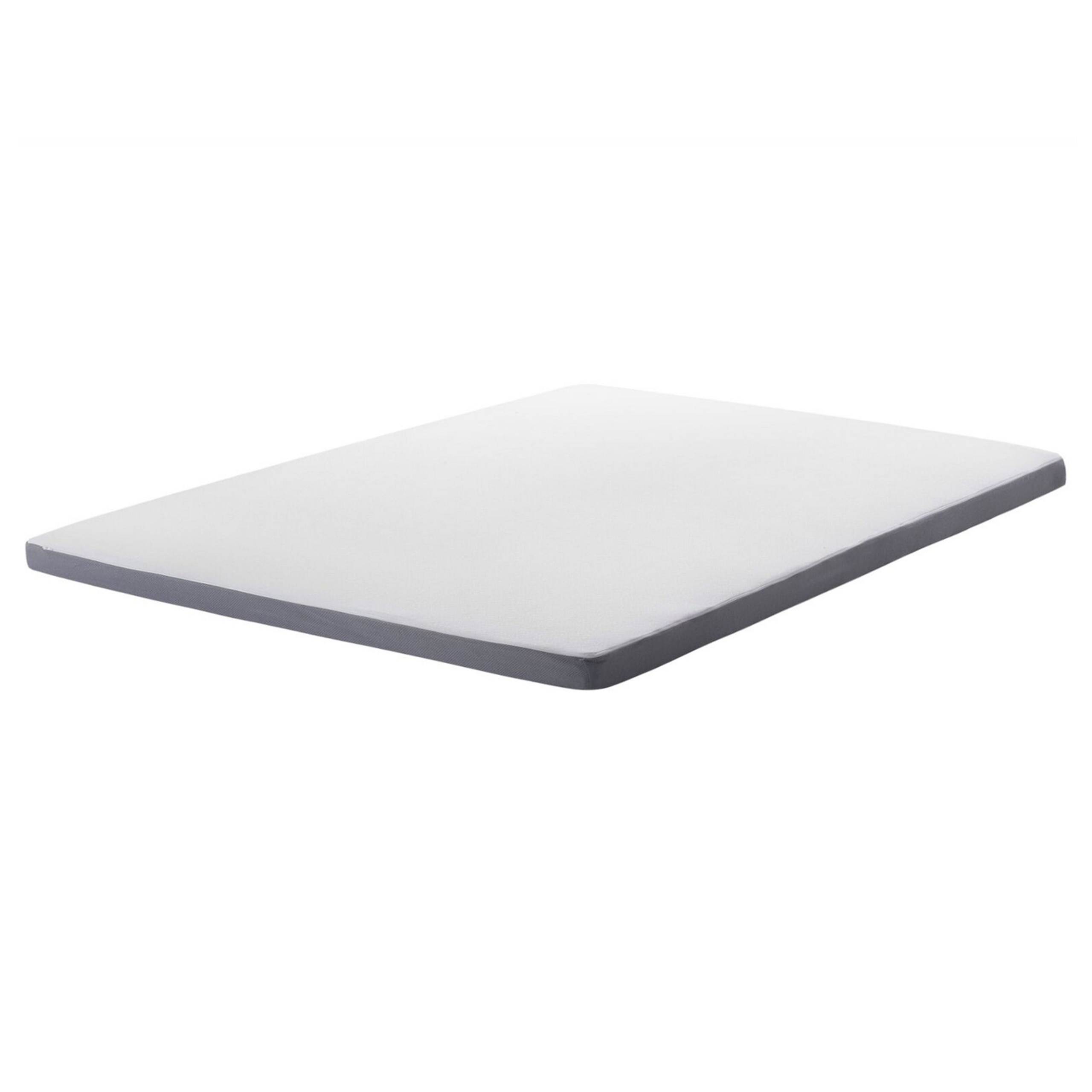 Beliani Mattress Topper White with Grey Fabric EU Double Size 160 x 200 cm 6 cm Depth