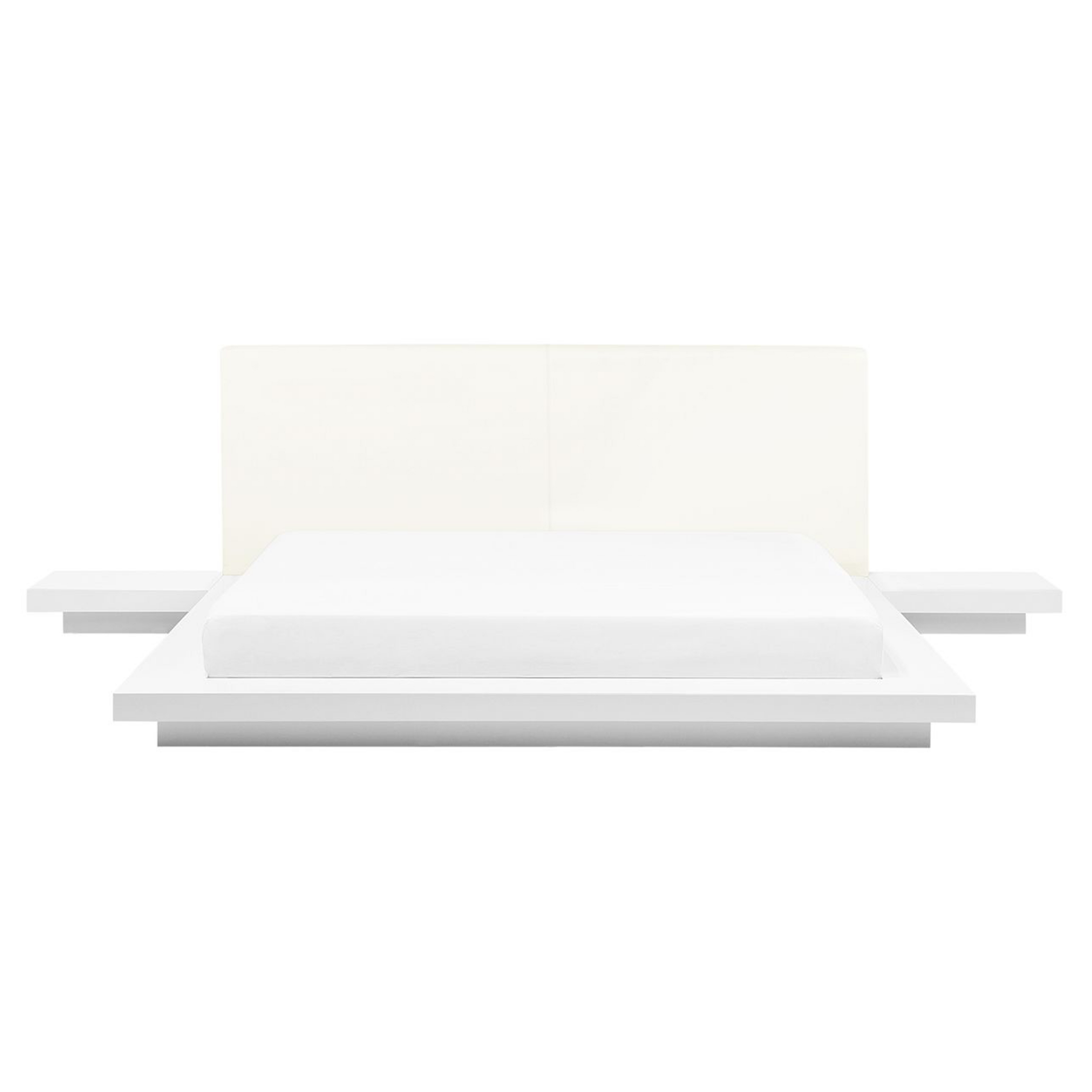 Beliani Japan Waterbed White EU King Size 5ft3 Wooden Low Profile Bed Bedroom