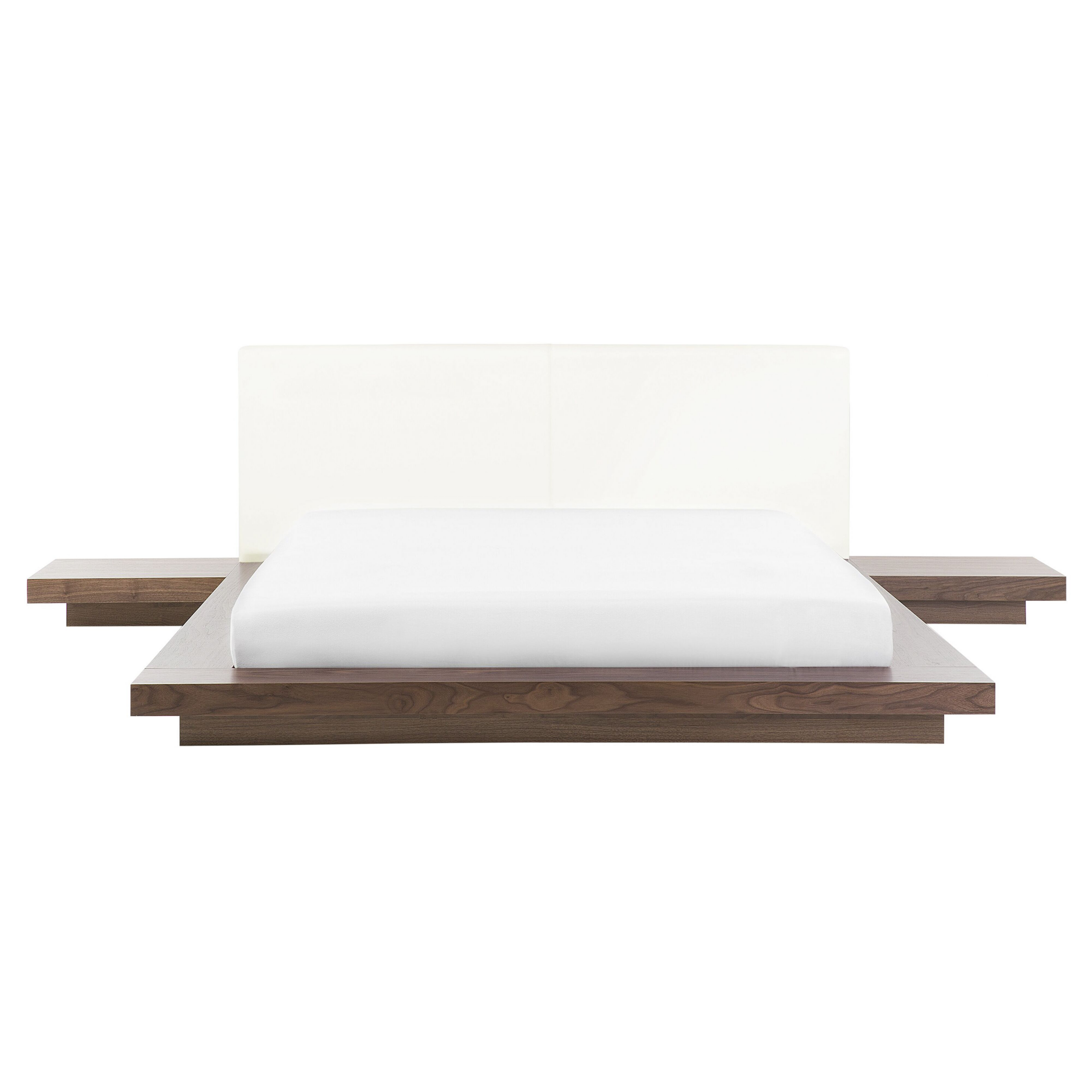 Beliani Japan Bed Frame Brown EU King Size 5ft3 Wood Veneer Low Profile Bedroom