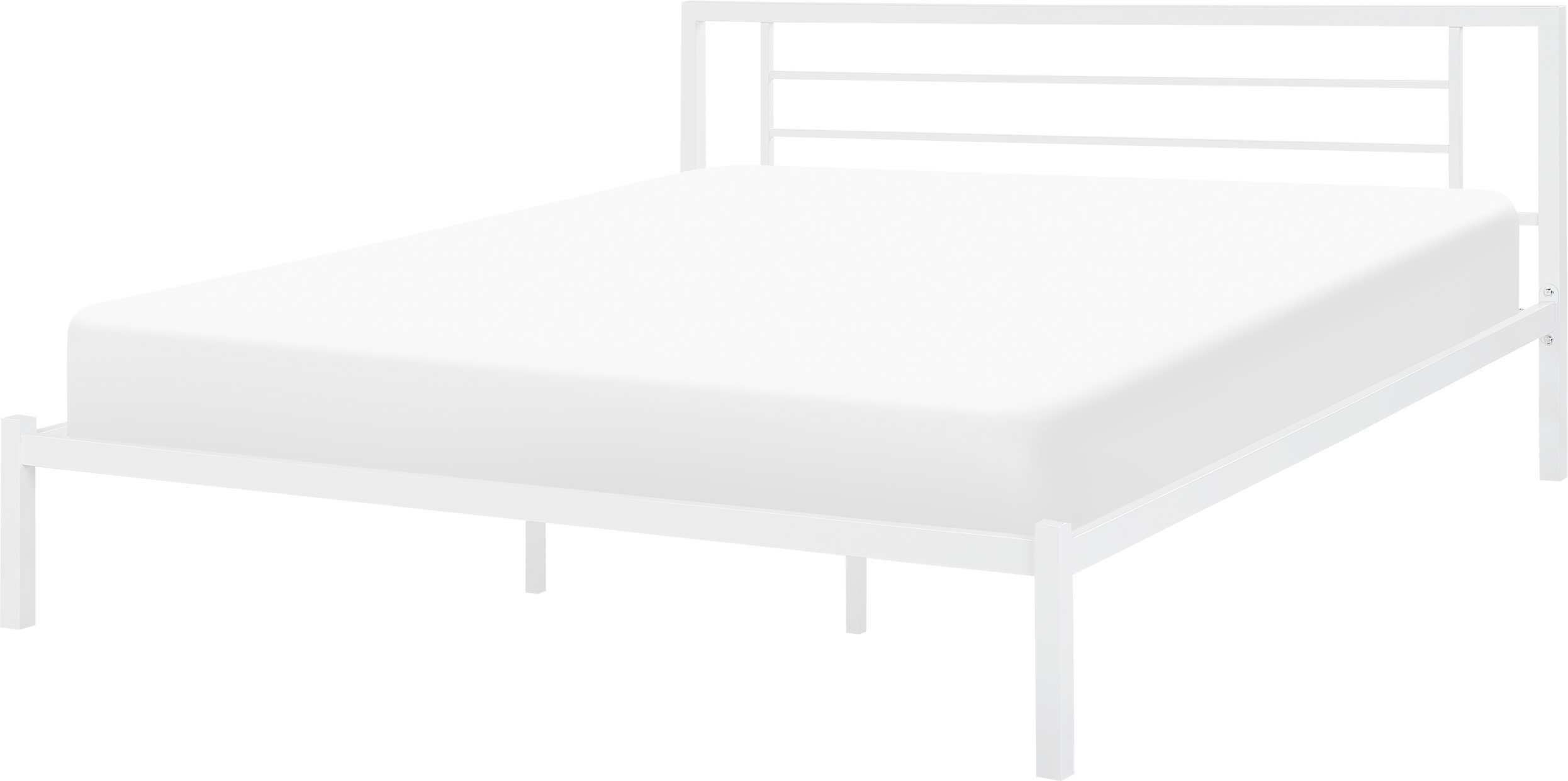 Beliani Bed Frame White Metal Super King Size 6ft Industrial