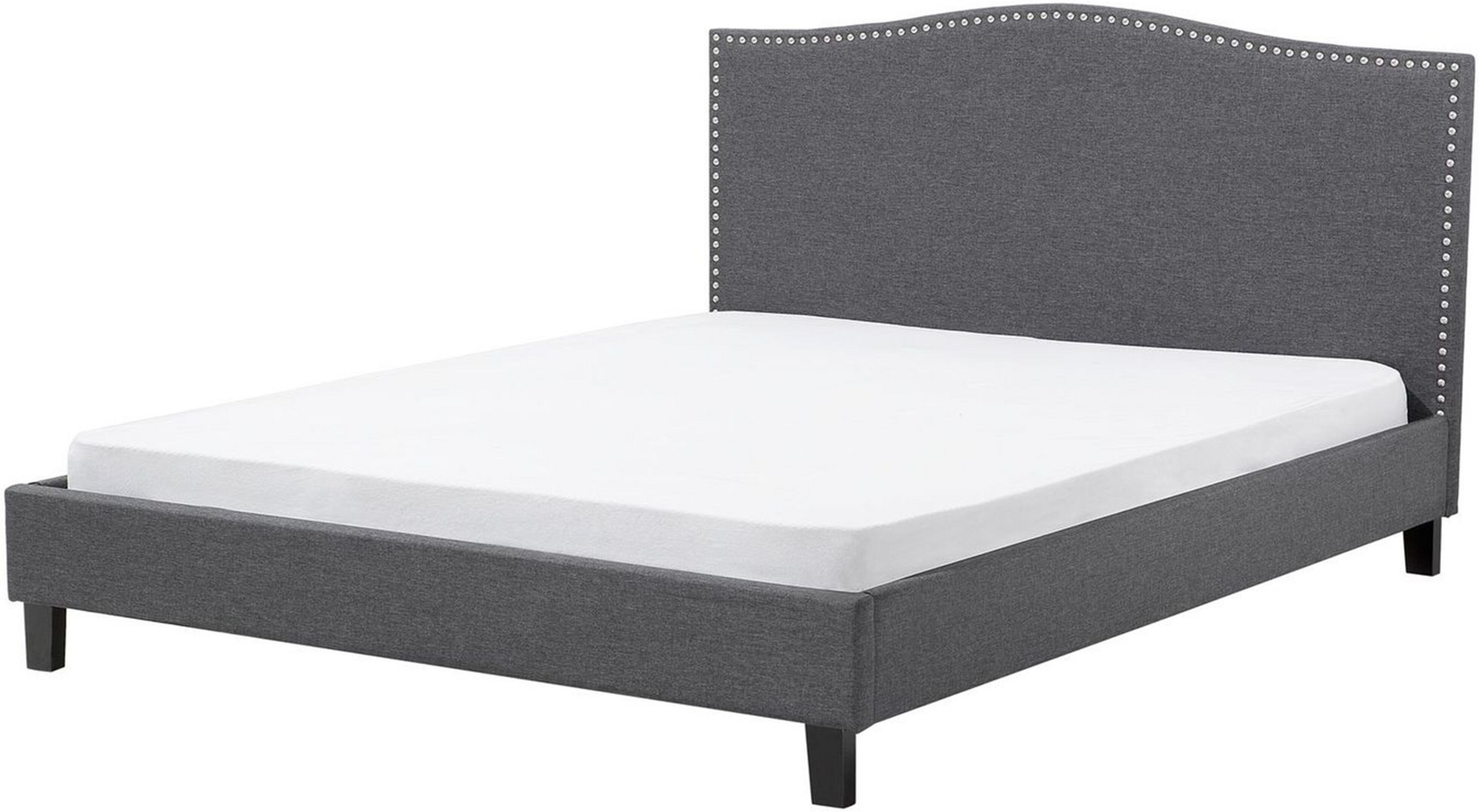 Beliani Bed Frame Grey Polyester Upholstered 5ft3 EU King Size Traditional Design