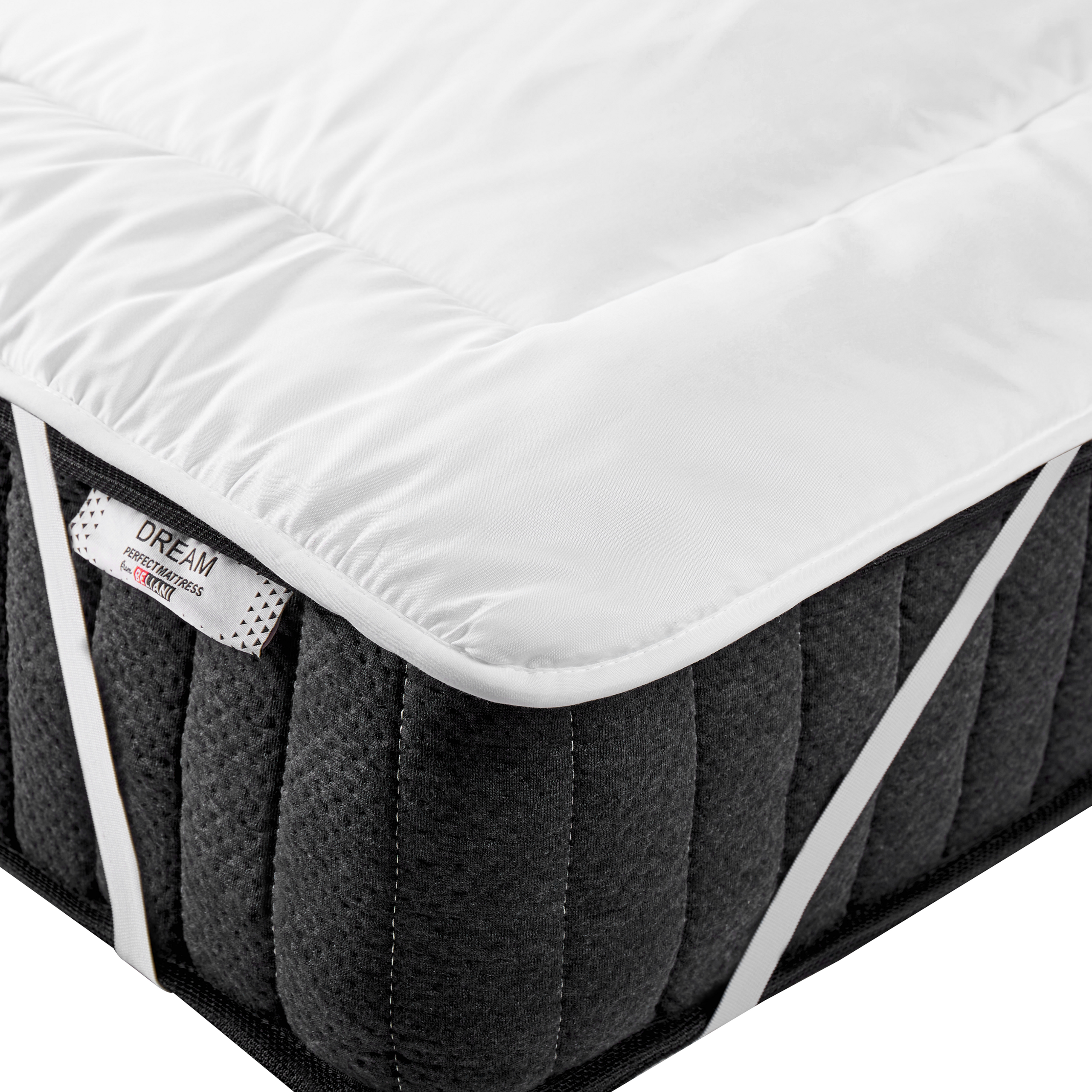 Beliani Mattress Topper White Microfibre Super King Size 180 x 200 cm 4 cm Depth