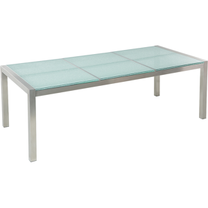 Beliani Garden Table Cracked Glass Table Top 220 x 100 cm 8 Seater Steel Frame Material:Tempered Glass Size:x74x100