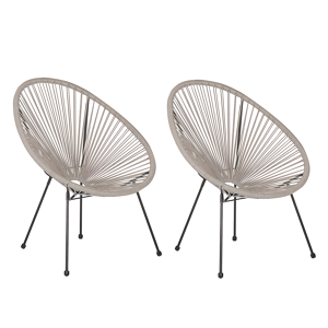 Beliani Garden Chair Light Grey PE Rattan Papasan Modern Round Indoor Outdoor Material:PE Rattan Size:90x87x70