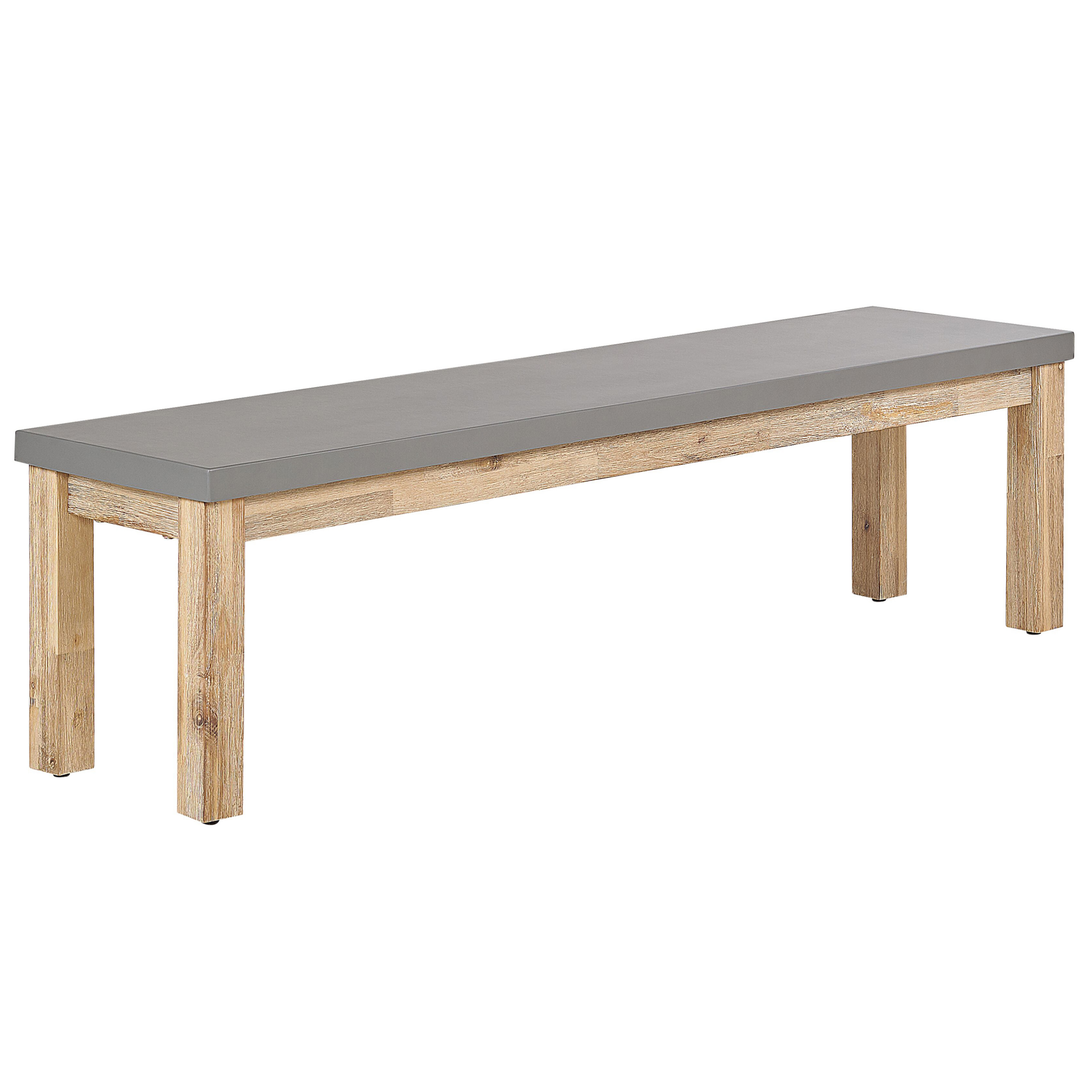 Beliani Outdoor Garden Bench Fibre Cement Top Grey Wooden Base 3 Seater 180 x 90 cm Modern Industrial Patio Furniture  Material:Fibre Cement Size:40x45x160