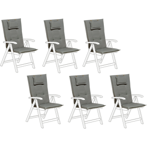 Beliani Set of 6 Garden Chair Cushion Grey Polyester Seat Backrest Pad Modern Design Outdoor Pad Material:Polyester Size:45x71x50