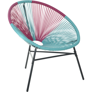 Beliani Garden Chair Blue with Pink PE Rattan Papasan Modern Material:PE Rattan Size:76x85x76