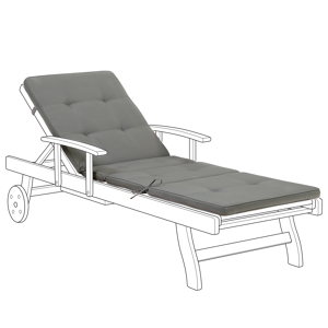 Beliani Garden Sun Lounger Cushion Grey Polyester Seat Backrest Pad Modern Design Outdoor Pad Material:Polyester Size:59x5x188