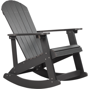 Beliani Garden Rocking Chair Dark Grey Plastic Wood Slatted Design Traditional Style Outdoor Indoor  Material:Plastic Wood Size:94x100x76