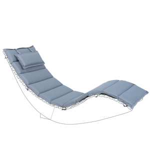 Beliani Sun Lounger Cushion Blue Fabric 180 x 60 cm Padded with Head Pillow Material:Polyester Size:60x5x180