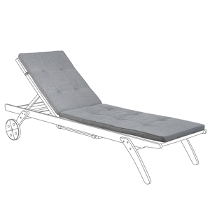 Beliani Garden Sun Lounger Cushion Grey 192 x 56 cm with Straps Material:Polyester Size:56x5x192