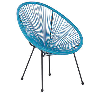 Beliani Garden Chair Blue PE Rattan Papasan Outdoor Indoor Furniture Deep Seat Modern Design Material:PE Rattan Size:90x87x70