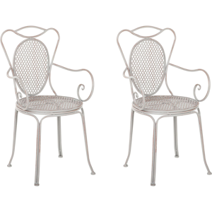 Beliani Set of 2 Bistro Garden Chairs Grey Shabby Chic French Material:Iron Size:43x94x42