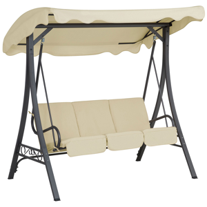 Beliani Patio Swing Beige Fabric Steel Frame 3 Seater Material:Polyester Size:112x184x185
