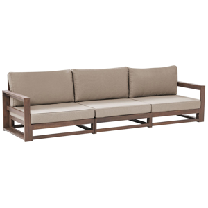 Beliani Garden Sofa Dark Wood and Taupe Acacia Wood Outdoor 3 Seater with Cushions Modern Design Material:FSC® Certified Acacia Wood Size:75x72x269