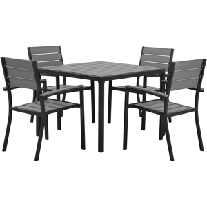 Beliani 5 piece Outdoor Dining Set Grey 4 Seater Table Chairs Slatted Design Material:Plastic Wood Size:xx